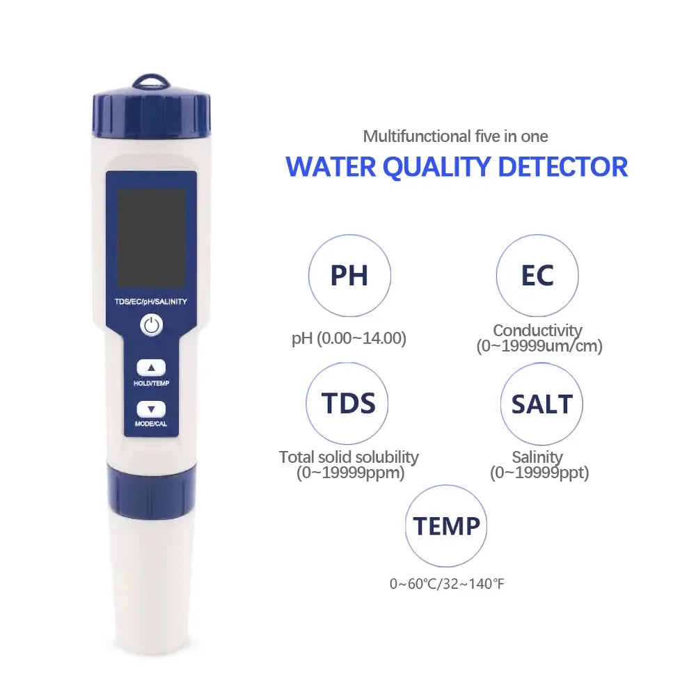 Waterproof 4-in-1 Digital PH, EC, TDS, & Temp Meter for Hydroponics - Backlit DWC Water Tester for Nutrient Cultivation