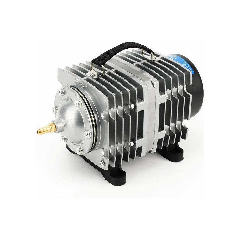 Metallic compressor on a white background