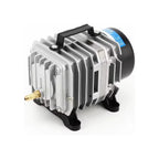 Metallic air compressor on a white background