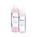 Two bottles of Bluelab pH 4 calibration solution on a white background