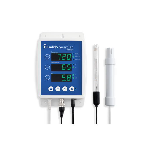 Bluelab Guardian monitor with digital display on a white background