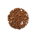 Brown spherical objects on a white background