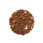 Brown spherical objects on a white background