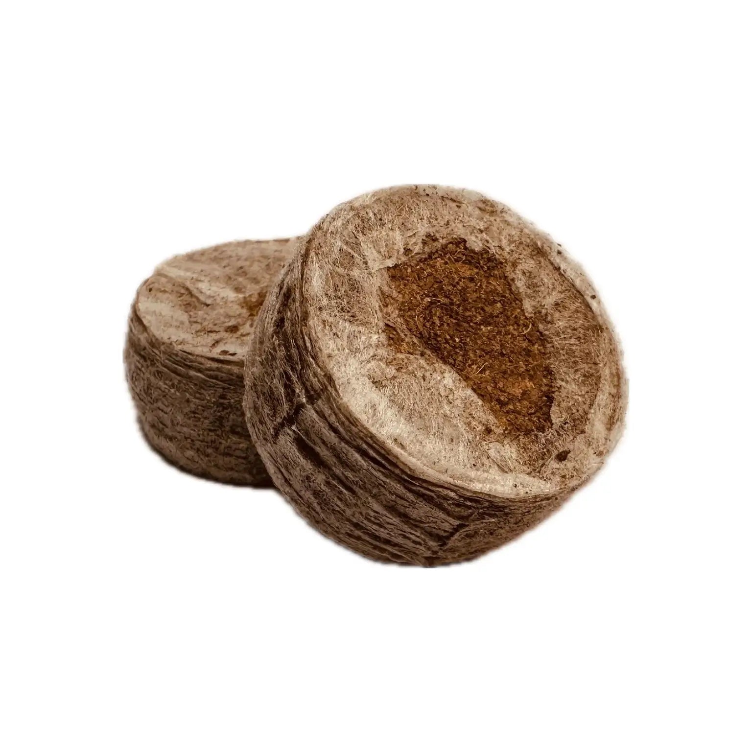 Two brown textured objects on a white background